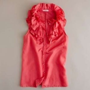 { J Crew } Kelsey Ruffle Tank Silk Coral Pink